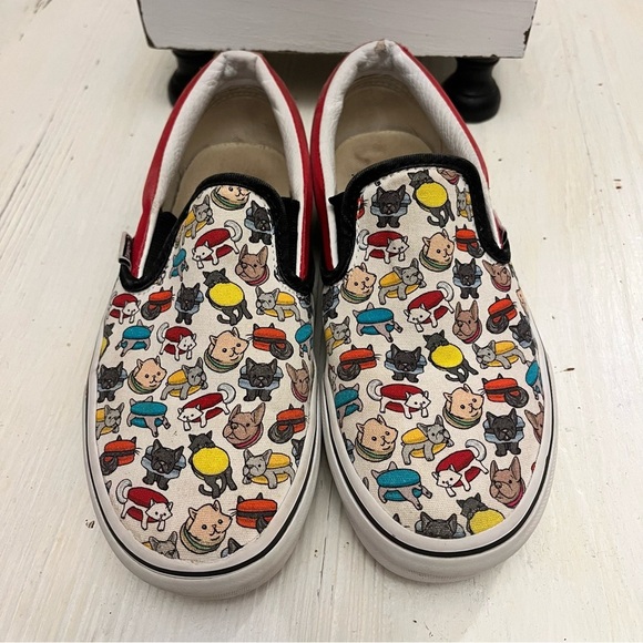 Vans Customs Off The Wall Dog And Car Macaroon Print Shows Size Women 5 Men 3.5 - Picture 3 of 7